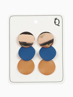 Серьги металл Азелия выгнутые круги, цвет бежево-синий в золоте