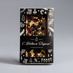 МОЛОЧНЫЙ ШОКОЛАД С ВИШНЕЙ, СМОРОДИНОЙ И АБРИКОСОМ, НОВОГОДНЯЯ КОРОБОЧКА #13