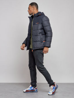 Куртка мужская зимняя с капюшоном спортивная великан темно-синего цвета 8377TS - Wonderrman фото 3