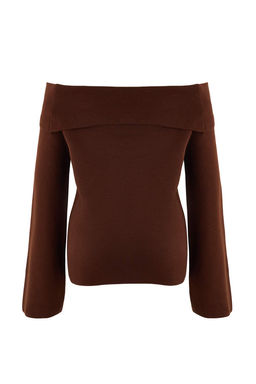 Bordo Gul Detayl? Carmen Yaka Triko Kazak TWOAW25KZ00373 - Trendyolmilla фото 23