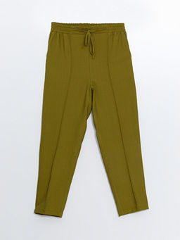 Kad?n Beli Lastikli D?z Pantolon