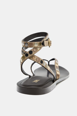 SANDALIA PIEL TACHAS / Beige - Zara фото 6