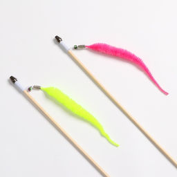 Дразнилка - удочка Веселый червячок на деревянной палочке, микс цветов - Пижон фото 4