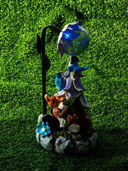 Садовая фигура из полистоуна «Гном лесничий», 25×14×12 см, с подсветкой