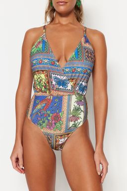 Tropikal Desenli Kruvaze Normal Paca Mayo TBESS23MA00246