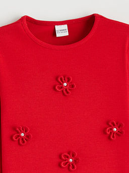 Bisiklet Yaka ?i?ekli K?z ?ocuk Ti??rt