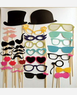 Фотобутафория, 58 предметов (усы, очки, улыбки, галстуки и др). 9046023 - Yiwu youda import & export co фото 3