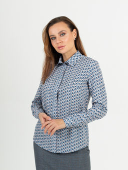 Женская рубашка с длинным рукавом приталенного силуэта - Трика фото 2