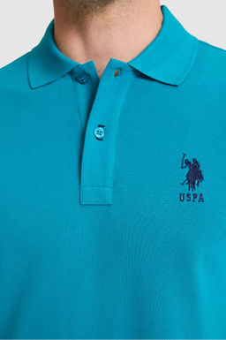Erkek Slim Fit Polo Yaka Petrol Basic Ti__rt