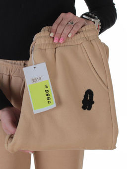 2619 BEIGE Брюки спортивные утепленные женские (85% хлопок, 10% полиэстер, 5% спандекс)