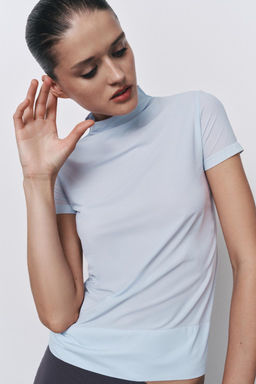 HIGH NECK TOP WITH POLYAMIDE - Zara фото 3