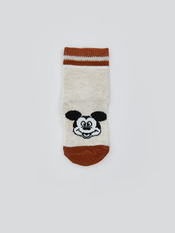 Mickey Mouse Bask?l? Erkek Bebek Soket ?orap 3l?
