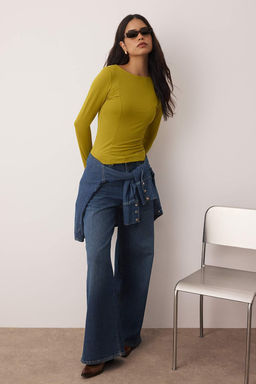 Siyah Fitted/Vucuda Oturan Uzun Kollu Kay?k Yaka Esnek Orme Bluz TWOAW26BZ00108 - Trendyolmilla фото 6