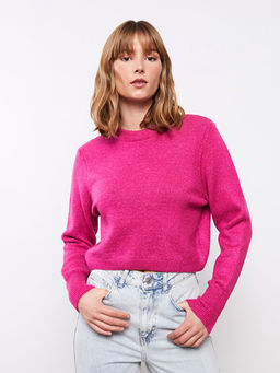 Bisiklet Yaka D?z Uzun Kollu Kad?n Triko Kazak