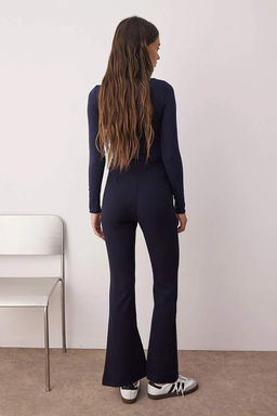 Lacivert Flare Fermuar Detayl? Bootcut Pantolon TWOAW26PL00049