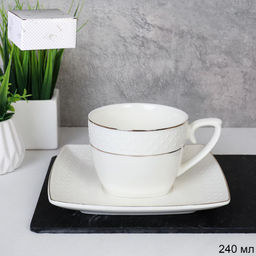 Чайная пара 2 предмета 240 мл ПАРА GA9 /уп 48/ костяной фарфор в подарочной упаковке