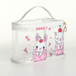 Косметичка на молнии для бассейна, с ручкой, с принтом Sweet, белая