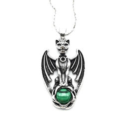 Подвеска с малахитом Летучая мышь 25*40мм