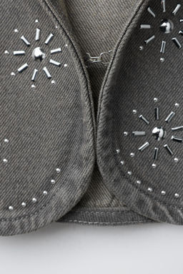 CHALECO DENIM STRASS / Gris antracita - Zara фото 4