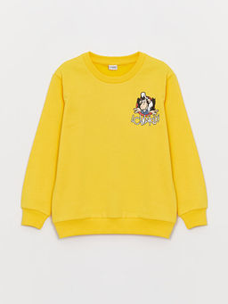 Bisiklet Yaka Nostaljik Maymun Bask?l? Uzun Kollu Erkek ?ocuk Sweatshirt