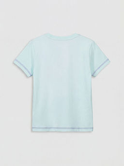 Bisiklet Yaka Bask?l? K?z ?ocuk Ti??rt