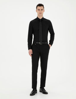 Рубашка Pierre Cardin Slim Fit черная длинный рукав