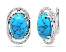 Серьги из серебра бирюза пресс., МЦВ075