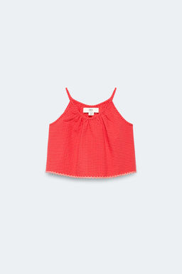 2-14 A?OS/ TOP CUADRO VICHY ONDULINA LIMITED EDITION / Rojo / Naranja