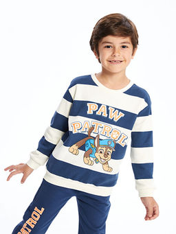 Bisiklet Yaka Uzun Kollu Paw Patrol Bask?l? Erkek ?ocuk Sweatshirt