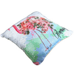 Наволочка декоративная 39х39см "Фламинго1" рисунок/серебро, 1 сторона - пайетки-антистресс, 1 сторона - плюш, на молнии (Китай)