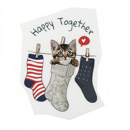 Термотрансфер арт.TBY.1225 Котенок в носке 12х9,2см, уп.10шт