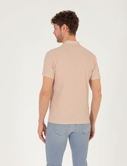 Bej Slim Fit Fermuarl_ Polo Yaka Ti__rt