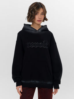Худи женское черное с начесом и надписью Revolt