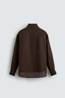 CAMISA SEMITRANSPARENTE 100% LINO / Marr?n - Zara фото 8
