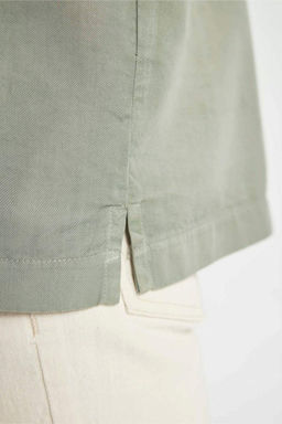 Хлопковая рубашка с короткими рукавами и воротником-поло Relax Fit - Defacto фото 6