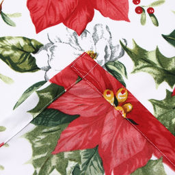 Комплект штор для кухни с подхватами «Доляна. Рождественские цветы», 2 шт., белые, 145×180 см