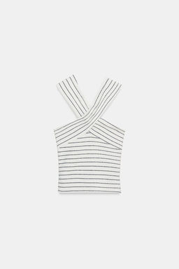 TOP CRUZADO BOUCL? / Blanco / Marino - Zara фото 7