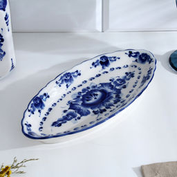 Селёдочница фарфор «Цветок», 27×13×2 см, гжель