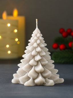 Цена за 2 шт. Свеча новогодняя Ель пушистая, 808090 мм, серебро