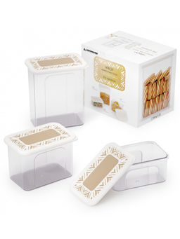 Набор банок для хранения сыпучих продуктов "Эстетика" прямоугольные (бело-бежевый) М8749 ,,
