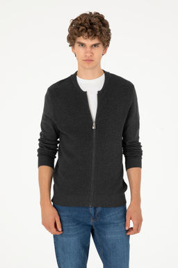 Мужской базовый трикотажный кардиган антрацитового меланжа - U.s. polo assn фото 8