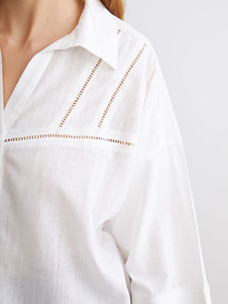 Ajurlu Oversize Poplin Kad?n G?mlek