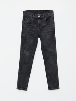 Super Skinny Fit Y?rt?k Detayl? Erkek ?ocuk Jean Pantolon