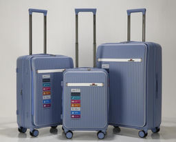 Набор чемоданов , тройка, полипропилен, 2504 Серо-голубой