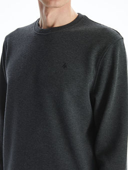 Bisiklet Yaka Uzun Kollu Bask?l? Erkek Sweatshirt