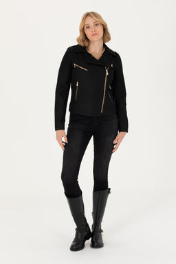 Женская черная кожаная куртка - U.s. polo assn фото 11