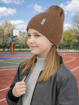 Шапка вязаная кофе
