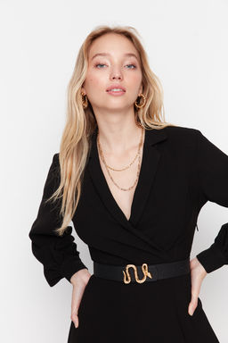 Trendyolmilla Siyah-Taba 2li Paket Croco Desenli Tokal? Deri Gorunumlu Kad?n Kemer TWOAW22KE0076  фото 5