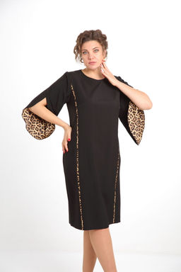 Платье VILENA 1043 черный+леопард  фото 2