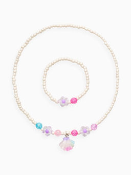 Цена за 2 шт. Набор детский «Выбражулька. Ракушка, цветы», 2 предмета: бусы, браслет, бело-розовый